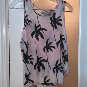Chaser Burnout Pink Palm Tree Tanktop